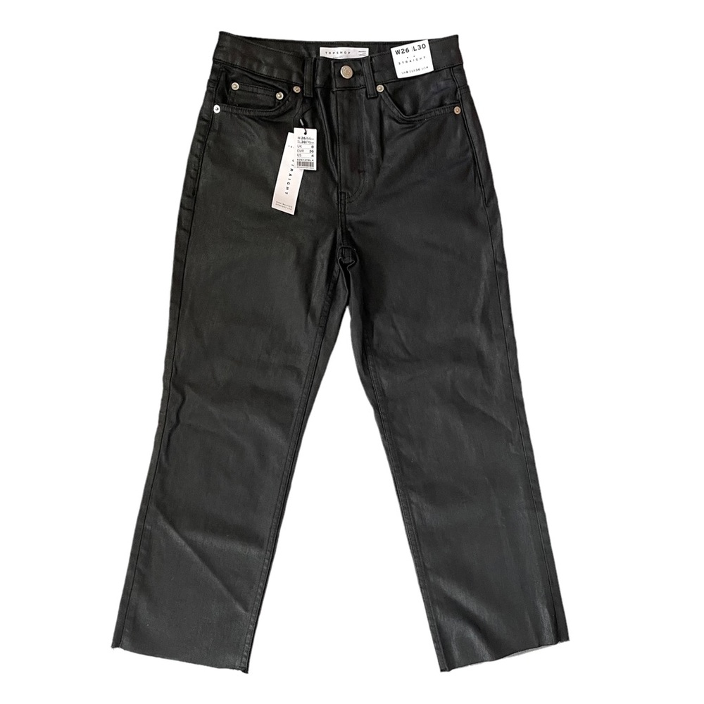 Topshop High Waisted Straight Coated Cropped Jean NWT